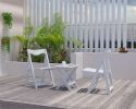 HIPS Foldable Small Table and Chair Set with 2 Chairs and Rectangular Table White