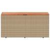Patio Storage Box Beige 43.3"x19.7"x21.3" Poly Rattan Acacia Wood