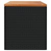Patio Storage Box Black 86.6"x19.7"x21.3" Poly Rattan Acacia Wood