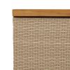 Patio Storage Box Beige 31.5"x15.7"x18.9" Poly Rattan Acacia Wood