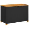 Patio Storage Box Black 43.3"x21.7"x24.8" Poly Rattan Acacia Wood