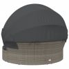 Patio Lounge Bed with Canopy and Cushions Gray Poly Rattan