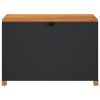 Patio Storage Box Black 43.3"x21.7"x24.8" Poly Rattan Acacia Wood