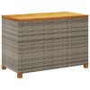Patio Storage Box Gray 43.3"x21.7"x24.8" Poly Rattan Acacia Wood