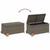 Garden Storage Box with Wheels Gray 50.2 Gal Poly Rattan