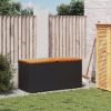 Patio Storage Box Black 43.3"x19.7"x21.3" Poly Rattan Acacia Wood