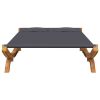 Patio Lounge Bed 65"x74.2"x18.1" Solid Bent Wood Anthracite