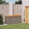 Patio Storage Box Gray 43.3"x19.7"x21.3" Poly Rattan Acacia Wood