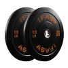 Olympic Weight Plates, Rubber Bumper Plates, 2 Inch Steel Insert 15lb Bundle Options Available for Home Gym Strength Training, Weightlifting