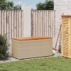 Patio Storage Box Beige 43.3"x19.7"x21.3" Poly Rattan Acacia Wood