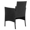 2pcs Arm Chairs 1pc Love Seat & Tempered Glass Coffee Table Rattan Sofa Set Black