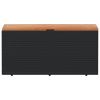 Patio Storage Box Black 43.3"x19.7"x21.3" Poly Rattan Acacia Wood