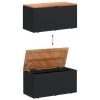 Patio Storage Box Black 43.3"x19.7"x21.3" Poly Rattan Acacia Wood