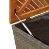 Patio Storage Box Gray 43.3"x19.7"x21.3" Poly Rattan Acacia Wood