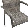 Stackable Patio Chairs 2 pcs Gray Poly Rattan