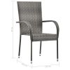 Stackable Patio Chairs 2 pcs Gray Poly Rattan