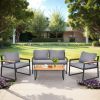 4 Piece Outdoor Patio Lounge Conversation Set