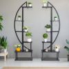 Artisasset 2pcs 6th Floor Half Moon Ironwood Suitable For Garden Balcony Patio Lawn Home Decoration Plant Stand Flower Pot Stand Iron Flower Stand Bla