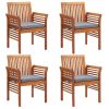Patio Dining Chairs with Cushions 4 pcs Solid Wood Acacia