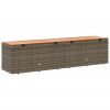 Patio Storage Box Gray 86.6"x19.7"x21.3" Poly Rattan Acacia Wood