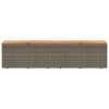 Patio Storage Box Gray 86.6"x19.7"x21.3" Poly Rattan Acacia Wood