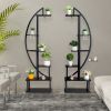 Artisasset 2pcs 6th Floor Half Moon Ironwood Suitable For Garden Balcony Patio Lawn Home Decoration Plant Stand Flower Pot Stand Iron Flower Stand Bla