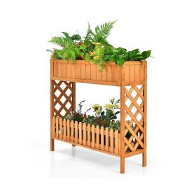 Patio Wooden Raised Plants Flower Planter Box (Type: Style B, Color: As pic show)