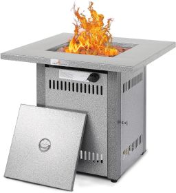 Propane Fire Pit Table, 50,000 BTU Square Fire Table, Fire Pit Propane for Outside Patio (Color: silver, Material: Stainless Steel)