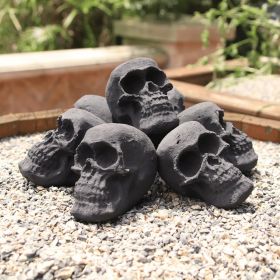 Ceramic Skulls for Fire Pit, Outdoor Fire Tables, 7pcs Reusable Spooky Imitated Human Skull Gas Log for Party, Bonfire,Campfires,Fireplaces, 3.1 inch (STYLE: 7pcs 2.5inch)