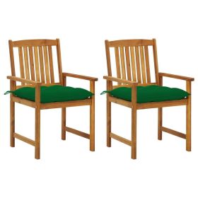 Patio Chairs with Cushions 2 pcs Solid Acacia Wood (Color: Brown)