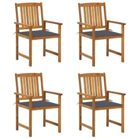 Patio Chairs with Cushions 4 pcs Solid Acacia Wood (Color: Brown)