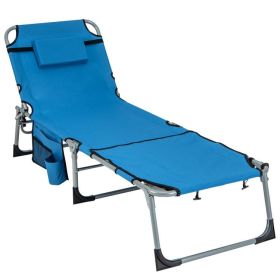 5-position Outdoor Folding Chaise Lounge Chair (Color: Blue)