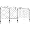 Outsunny Garden Fence, 4 Pack Steel Fence Panels, 11.4' L x 43" H, Rust-Resistant Animal Barrier Decorative Border Flower Edging for Yard, Landscape
