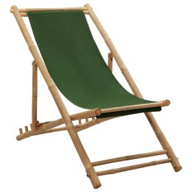 Deck Chair Bamboo and Canvas Green (Color: Green)