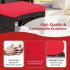 2 Pieces Patio Rattan Ottomans with Soft Cushion for Patio and Garden