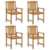 Patio Chairs with Cushions 4 pcs Solid Acacia Wood