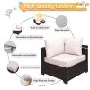 7 Pieces Outdoor Patio Sectional Sofa Couch, Silver Gray PE Wicker Furniture Conversation Sets with Washable Cushions & Glass Coffee Table for Garden