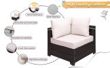 7 Pieces Outdoor Patio Sectional Sofa Couch, Silver Gray PE Wicker Furniture Conversation Sets with Washable Cushions & Glass Coffee Table for Garden