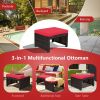 2 Pieces Patio Rattan Ottomans with Soft Cushion for Patio and Garden