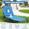 Outdoor Folding Chaise Lounger with Hand Rope and Detachable Pillow