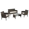 4 Pieces Patio Furniture Sets Outdoor Sectional Wicker Set Outdoor Conversation Set Patio Set Patio Loveseats with Coffee Table Porch, Poolside