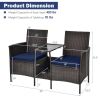 Rattan Patio Conversation Set Cushioned with Glass Table