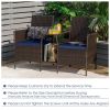 Rattan Patio Conversation Set Cushioned with Glass Table
