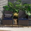 Rattan Patio Conversation Set Cushioned with Glass Table