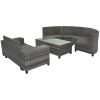8-pieces Outdoor Wicker Round Sofa Set;  Half-Moon Sectional Sets All Weather;  Curved Sofa Set With Rectangular Coffee Table;  PE Rattan Water-resist