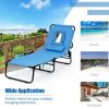 Outdoor Folding Chaise Lounger with Hand Rope and Detachable Pillow