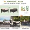 Set of 2 Fade-Resistant Wicker Patio Ottoman