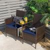 Rattan Patio Conversation Set Cushioned with Glass Table