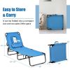 Outdoor Folding Chaise Lounger with Hand Rope and Detachable Pillow